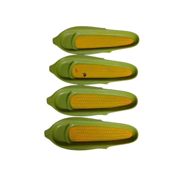 🌽Vintage Set Of 4 Corn on the Cob Trays Holders Nostalgic Novelty Picnic Dining - Picture 5 of 10